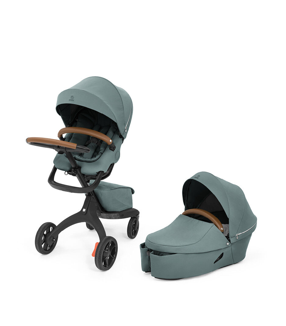 Stokke® Xplory® X Cool Teal Stroller with Seat and Carry Cot. Bundle.