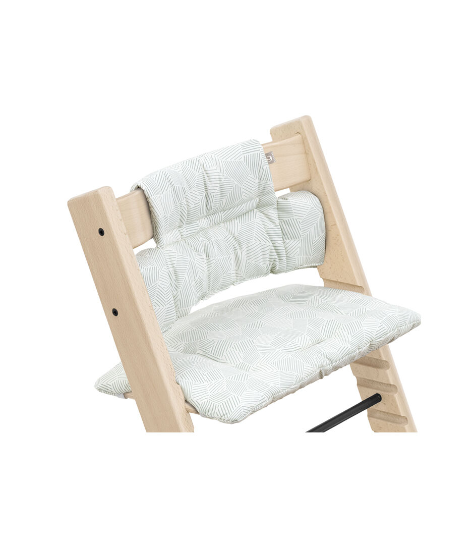 Tripp Trapp® chair Natural with Classic Cushion Mosaic Green. Close-up. galery image 1