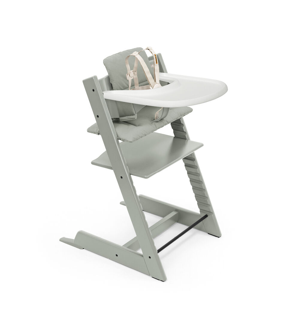Tripp Trapp® High Chair² Glacier Green, Glacier Green Cushion and Stokke® Tray , Glacier Green, Green Cushion + Tray, mainview