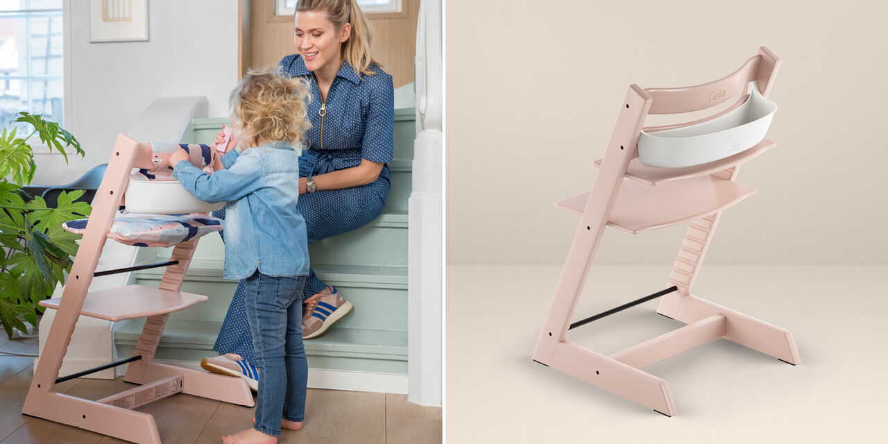 Tripp Trapp Serene Pink with Stokke - Tripp Trapp® Storage. 3D product image.