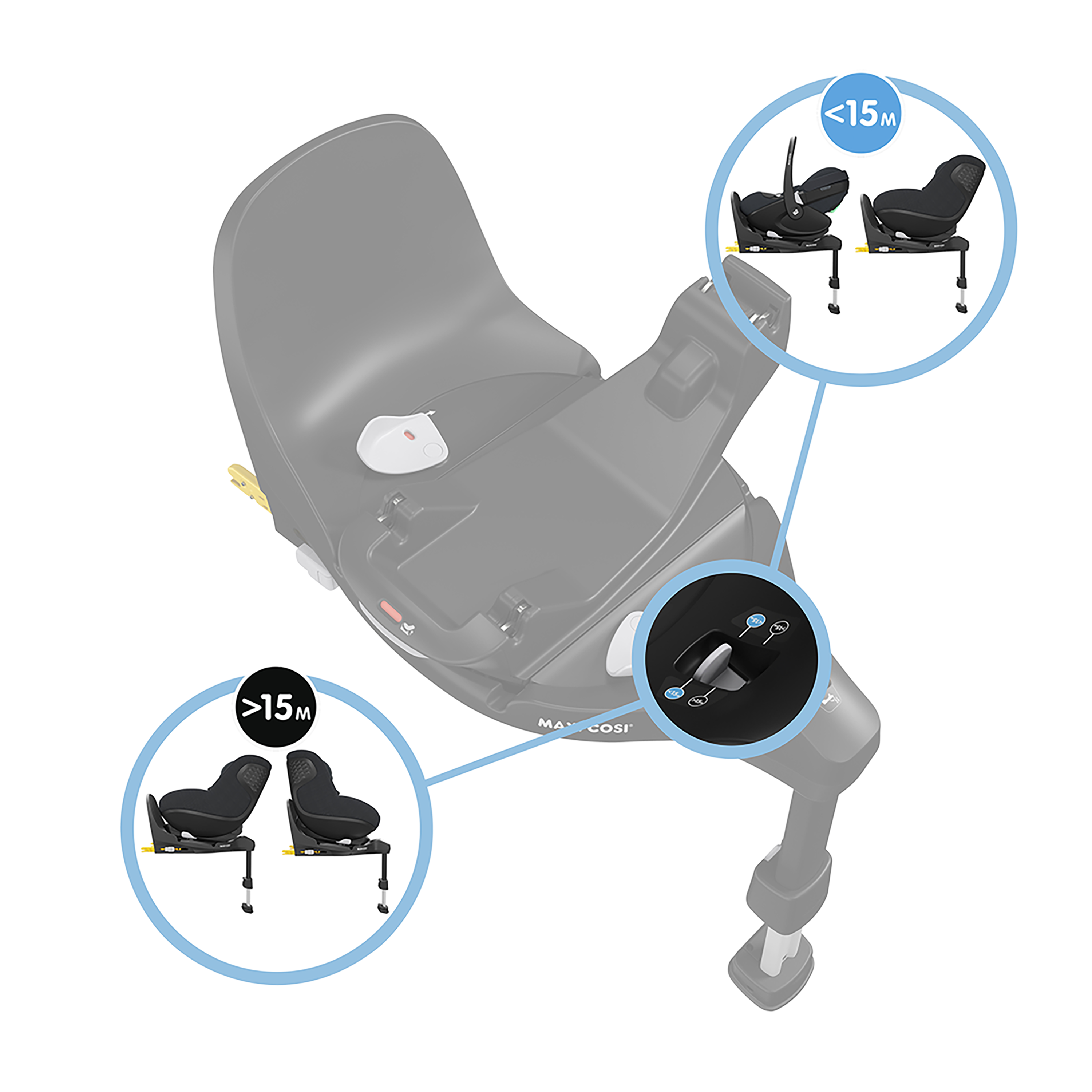 maxicosi carseat carseataccessory familyfix360pro black travelsafe 3qrt withotherproduct pebble360pro pearl360pro isofix isize group0+ infant baby group1 toddler
 galery image 7