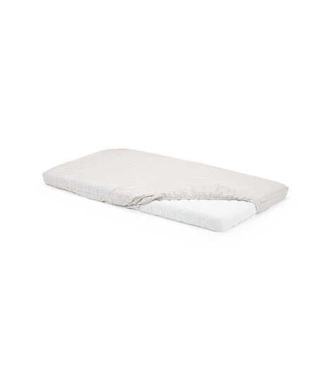 Stokke&reg; Home&trade; Mattress. Fitted Sheet Beige Checks, Sold separately.