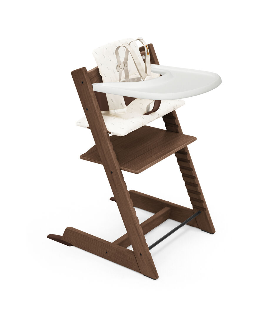 Tripp Trapp® High Chair² Oak Warm Brown, Wheat Cream Cushion and Stokke® Tray , Oak Warm Brown, Wheat Cushion + Tray, mainview