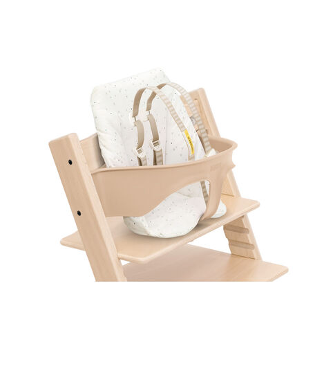 Tripp Trapp® chair Natural, Beech Wood, with Baby Set and Baby Cushion Sweet Hearts. US version. view 2