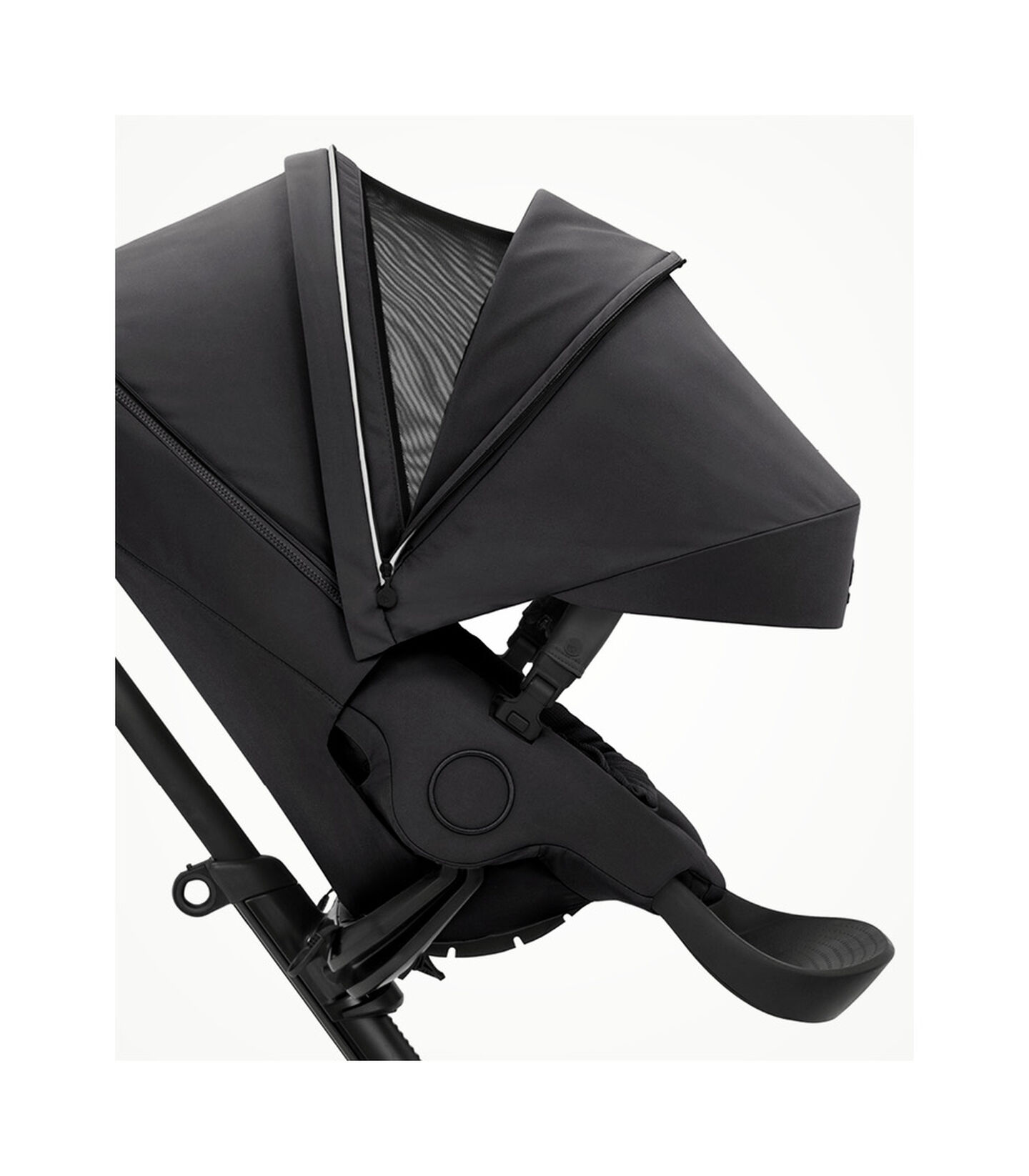 Stokke® Xplory® X Rich Black Stroller with Seat. Forward Facing. Extended Canopy Open Ventilation. view 3