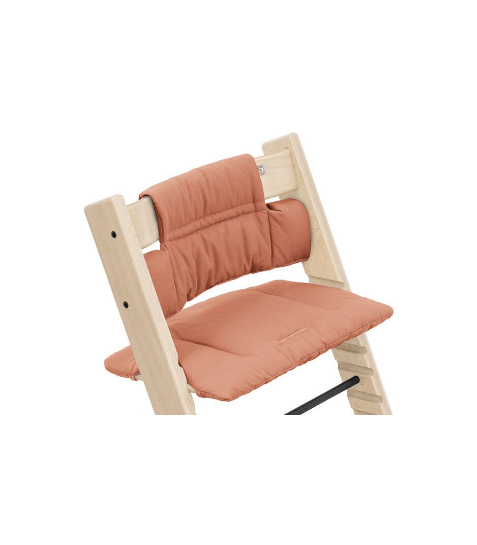Tripp Trapp® chair  Natural. Classic Cushion Terracotta. Detail.