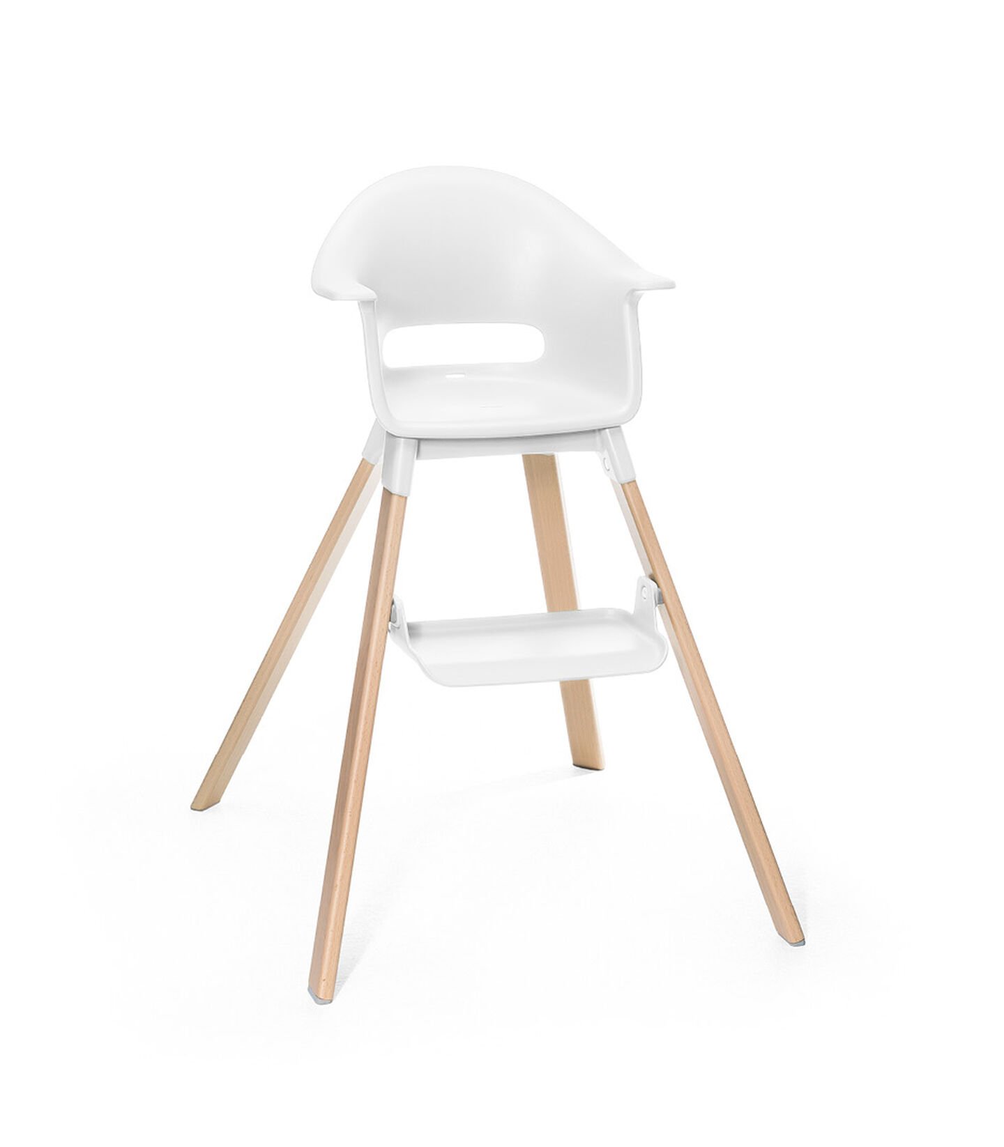 Stokke® Clikk™ High Chair. Natural Beech wood and White plastic parts. view 3