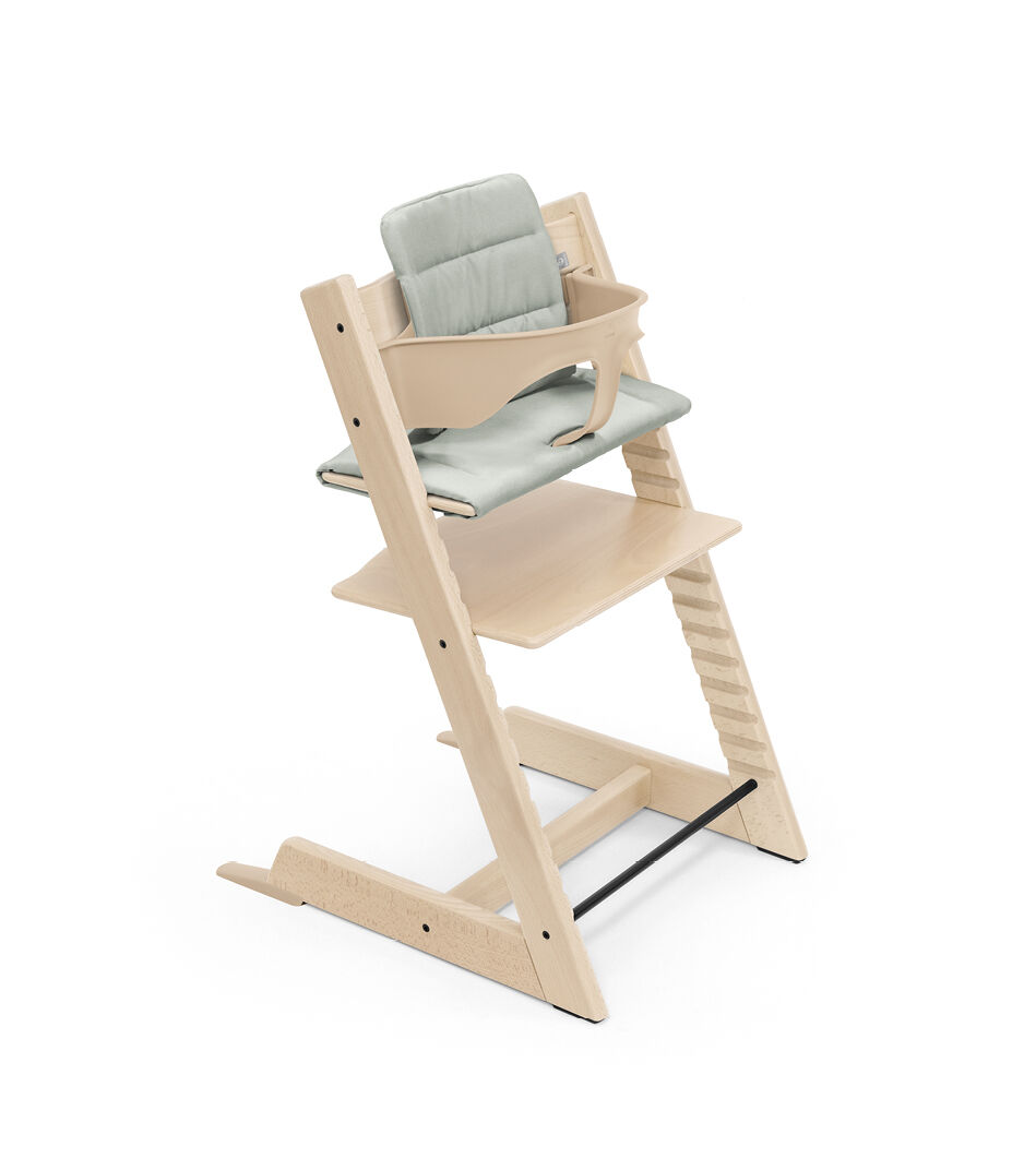 Tripp Trapp® High Chair Natural, Beech Wood, with Baby Set and Cushion 2025 Glacier Green. galery image 4