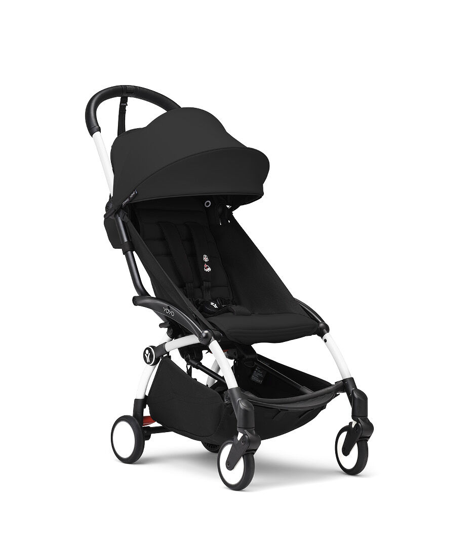 Stokke® YOYO³ stroller from 6 months - Black on White, Black with White Frame, mainview