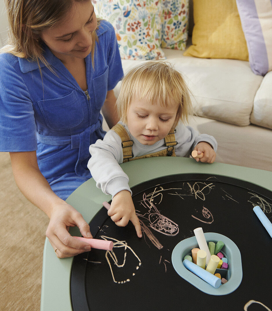 Stokke&reg; MuTable&trade; Table Clover Green and Basic Blackboard.