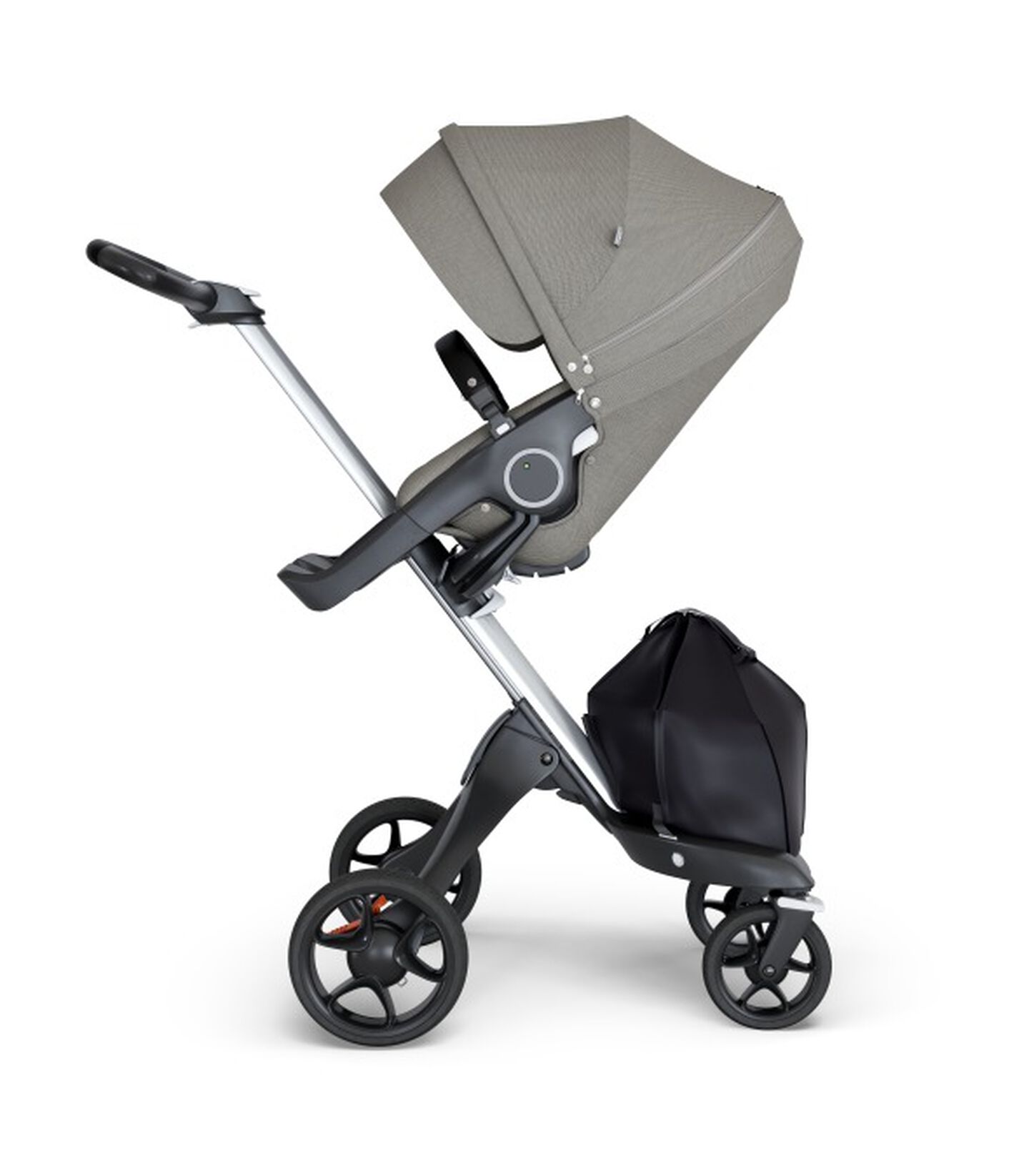 Stokke® Xplory® 6 Silver Chassis - Black Handle Brushed Grey, 브러시드 그레이, mainview view 1