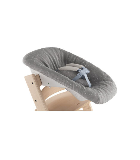 Tripp Trapp® Natural and Tripp Trapp® Newborn Set with Sweet Hearts cover, reversible (grey). Close-up. view 3