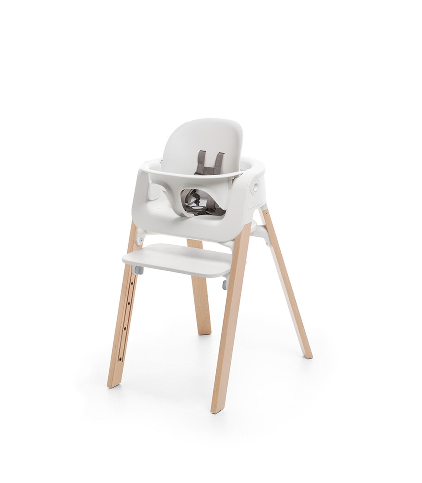 Stokke® Steps™ High Chair Natural Legs with White, White Seat BS-Natural Legs, mainview view 1
