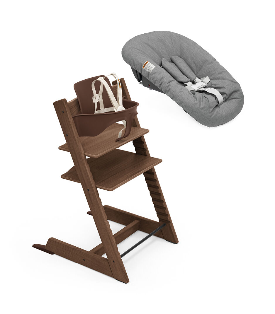 Tripp Trapp® High Chair Oak Warm Brown. Bundle, with Newborn Set Black/Anthracite.