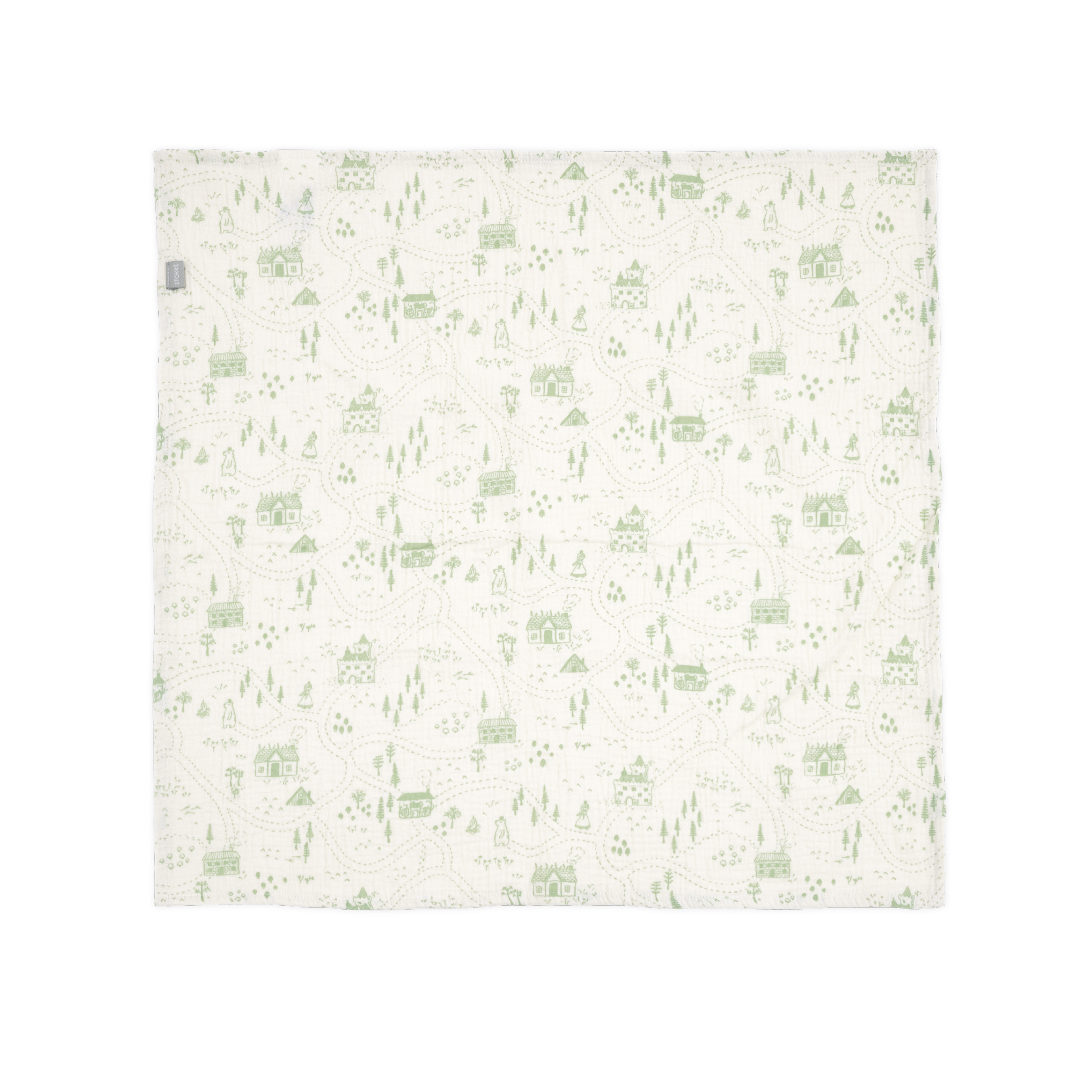 Stokke® Muslin cloth 60x60 2 Pack, Sage Green Map, mainview galery image 1
