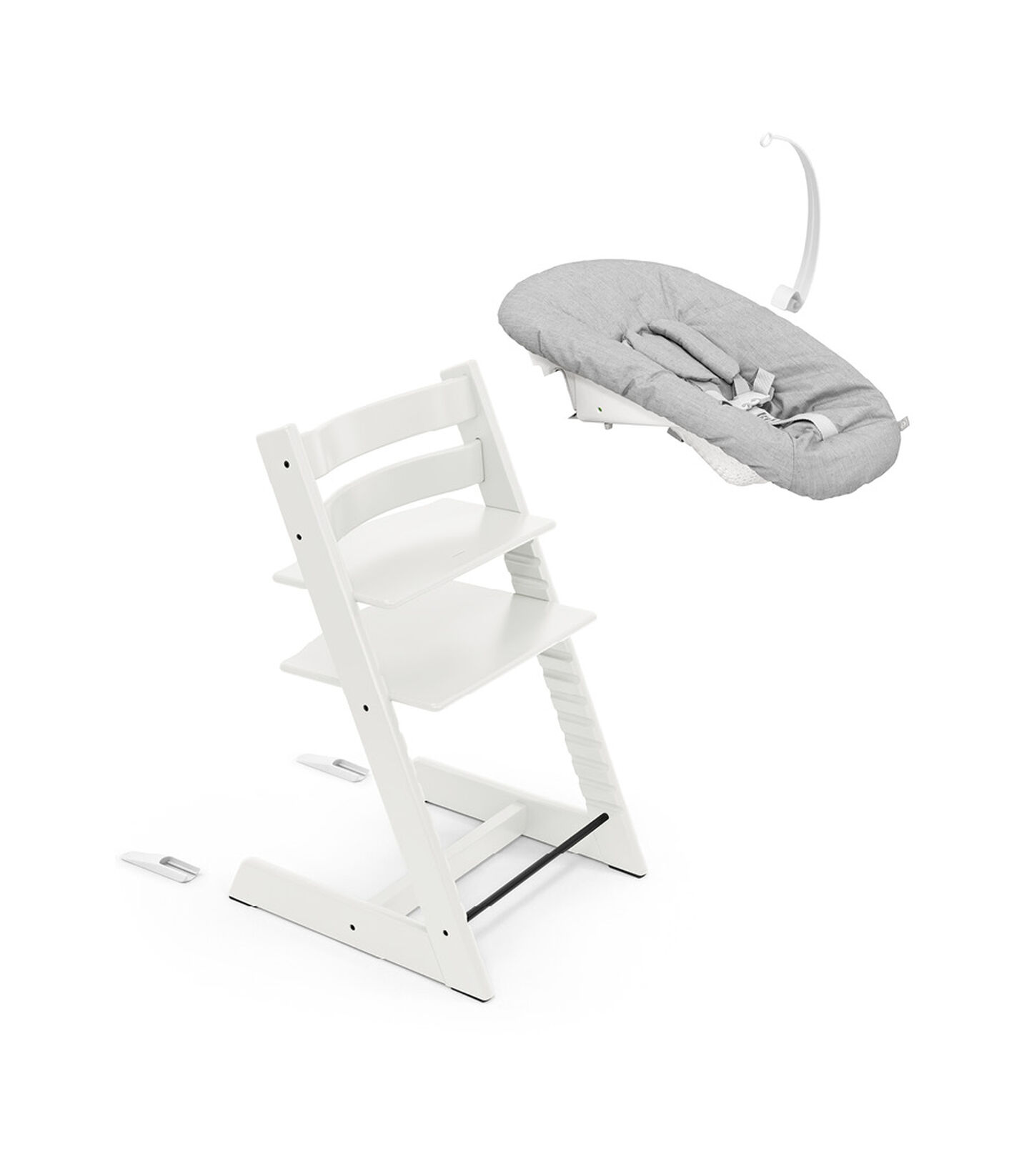 Tripp Trapp® chair White, with Newborn Set Grey. view 5