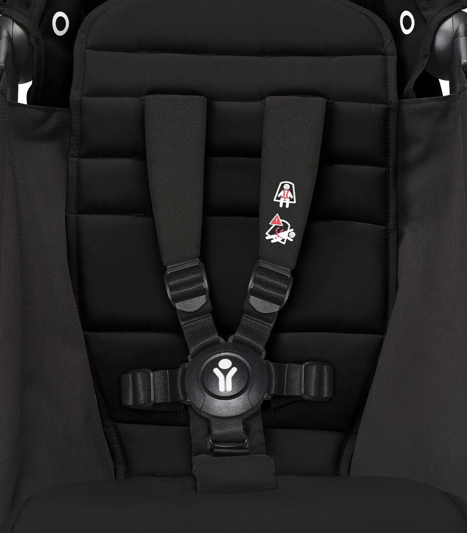 Stokke® YOYO3® 6+ Black. Black Frame. Harness detail. US variant. galery image 9