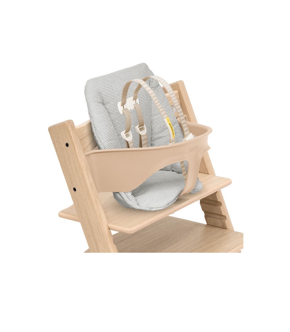 Tripp Trapp® chair Oak Natural, with Baby Set and Baby Cushion Nordic Grey USA
