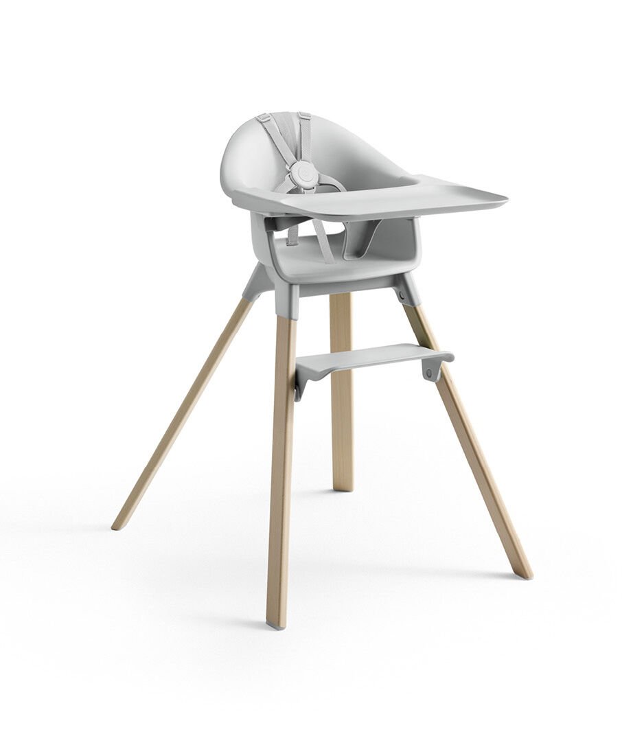 Stokke® Clikk™ High Chair with Tray and Harness, in Natural and Cloud Grey. galery image 1