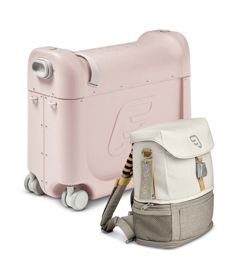 JetKids™ by Stokke® Crew BackPack, Full Moon and BedBox V3, Pink Lemonade. Japan bundle.