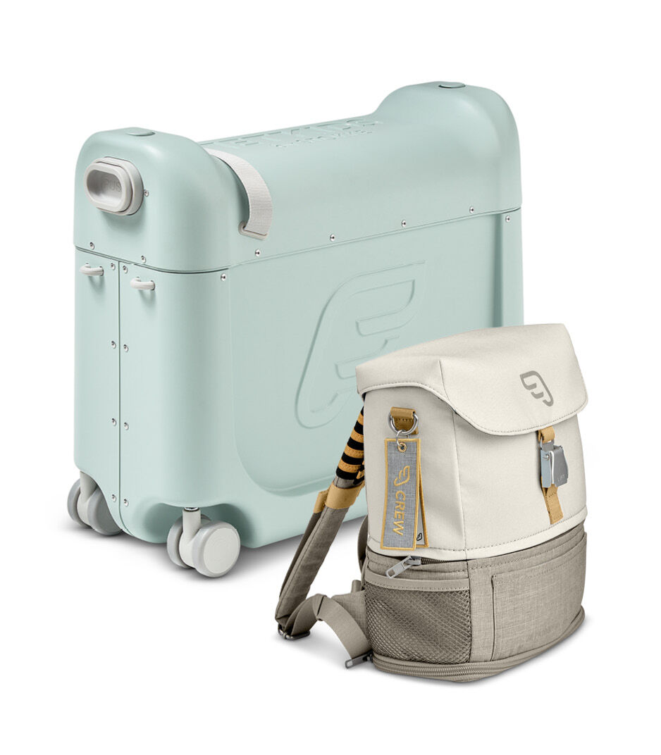 JetKids™ by Stokke® Crew BackPack, Full Moon and BedBox V3, Green Aurora. Japan bundle.