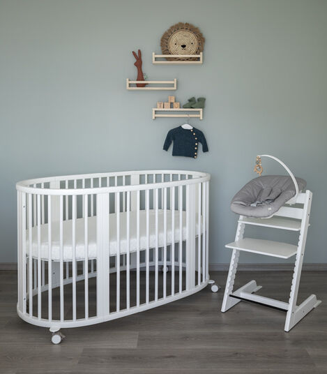 Stokke® Sleepi™ Bed White. Tripp Trapp® chair with Newborn Set. view 2