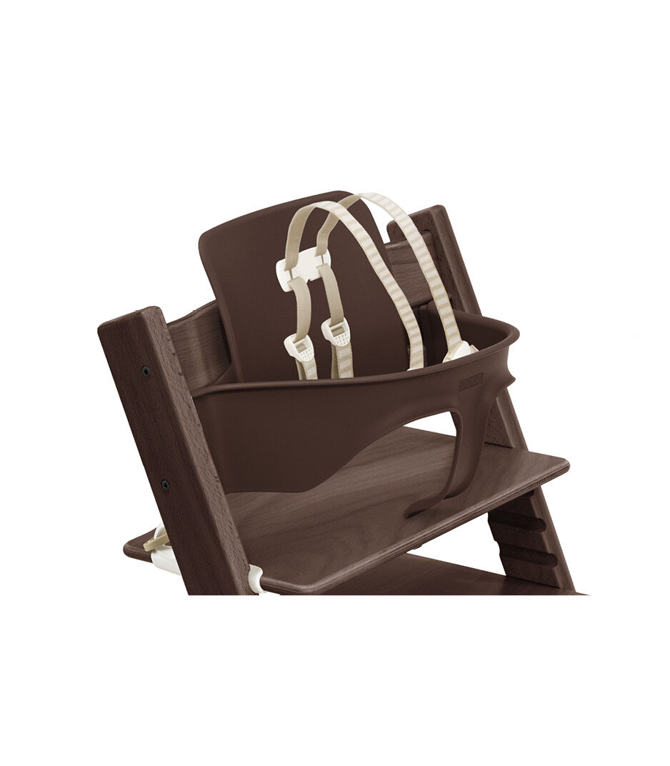 Tripp Trapp® High Chair Walnut Brown, with Baby Set and Harness. Global version.