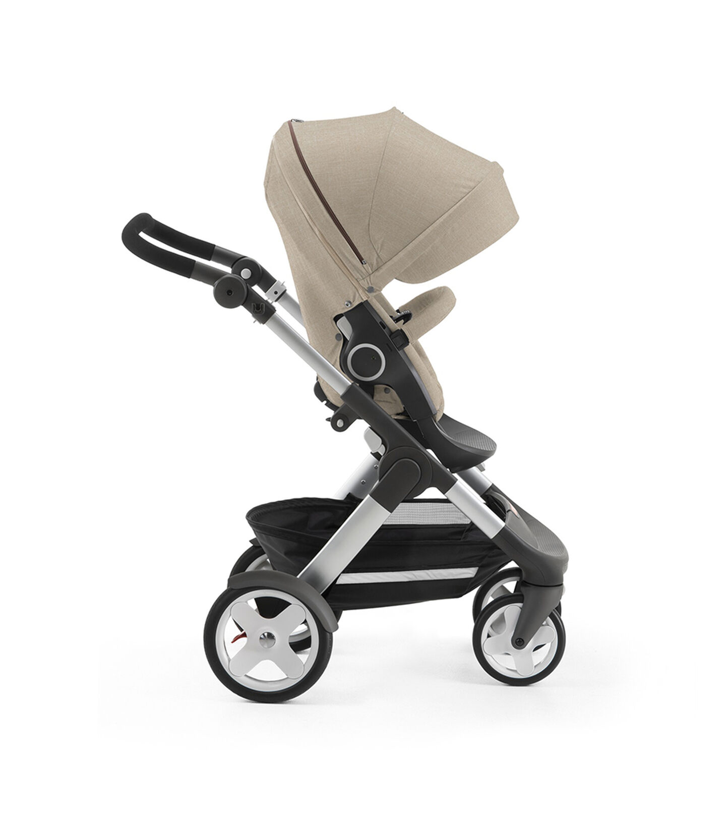 Stokke® Trailz with Stokke® Stroller Seat, forward facing, active position. Beige Melange. view 5