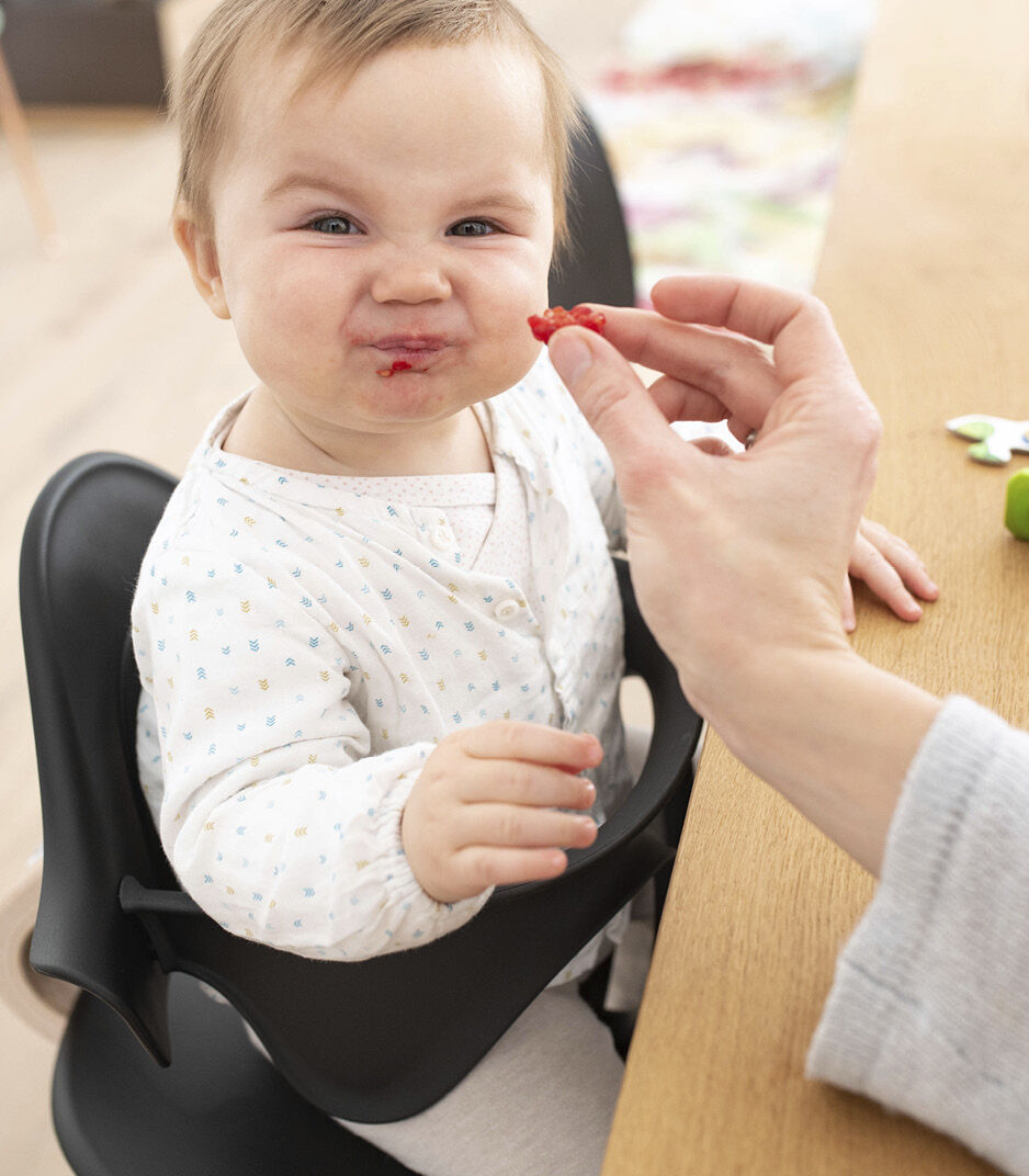 Stokke® Nomi® Natural wood with Black plastic parts. Baby Set Black.