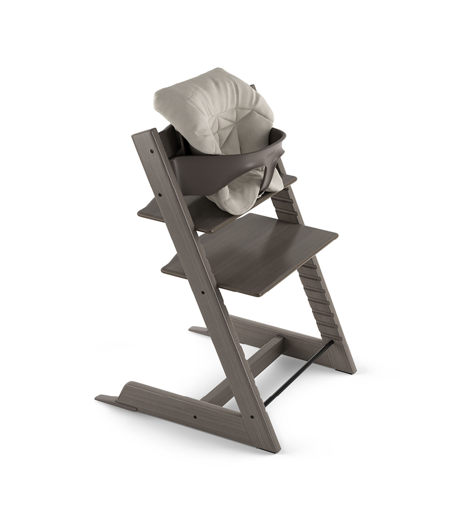 Tripp Trapp&reg; Hazy Grey with Baby Set and Baby Cushion Timeless Grey.