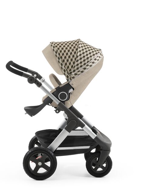 Stokke&reg; Stroller Seat Style Grey Cube with Stokke&reg; Trailz&trade; chassis, Beige Melange.