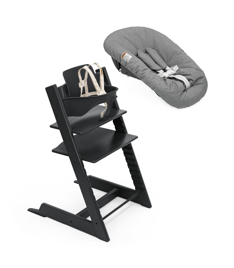 Tripp Trapp® High Chair Black. Bundle, with Newborn Set Black/Anthracite.