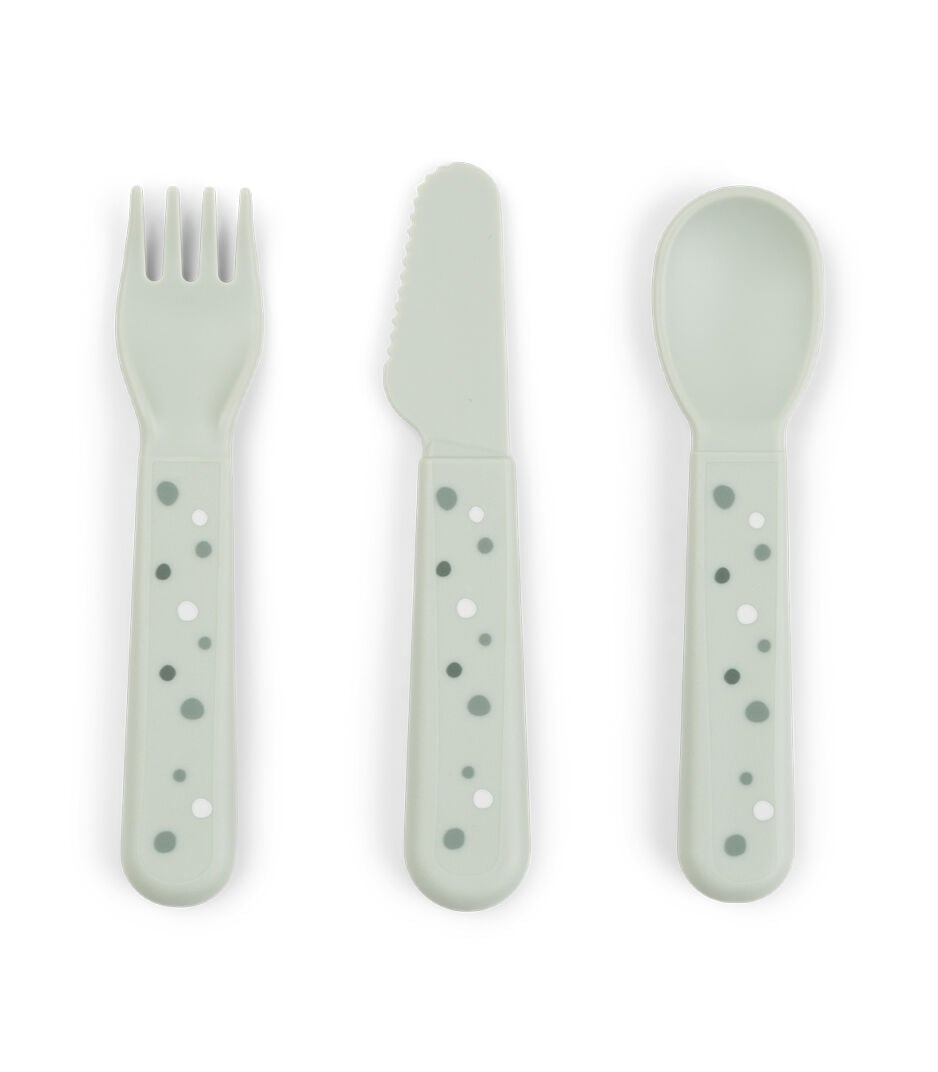 Foodie cutlery set - Happy dots - Green. 