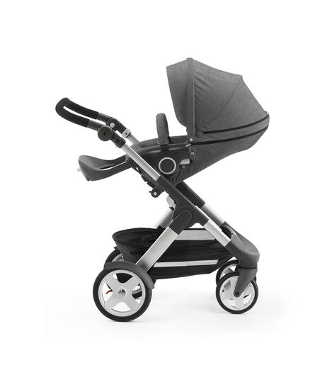 Stokke® Trailz with Stokke® Stroller Seat, parent facing, rest position. Black Melange. view 3