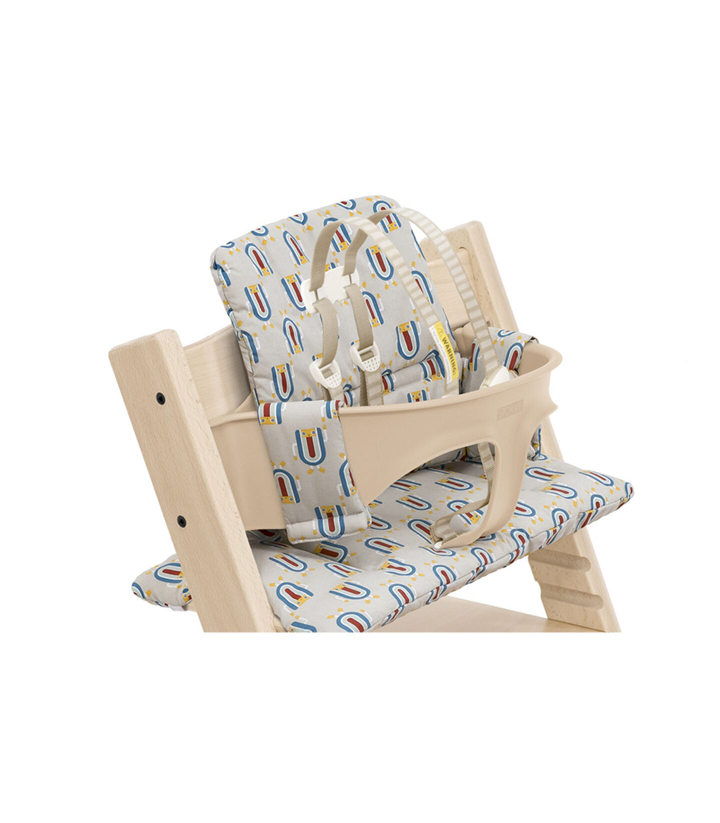 Tripp Trapp® High Chair Natural with Baby Set and Classic Cushion Robot Grey. US versíon. Detail. view 5
