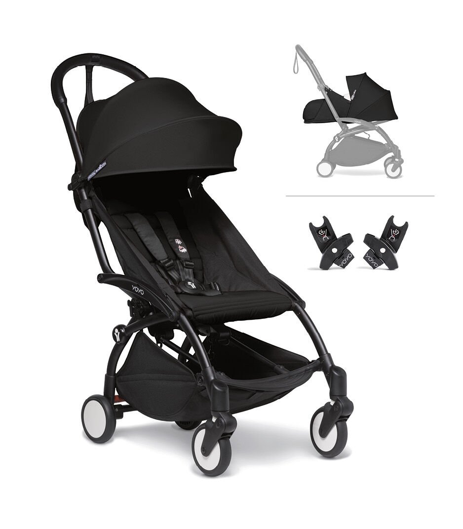 en:Stokke® YOYO 6+ Black. Newborn pack and Car Seat Adapters.