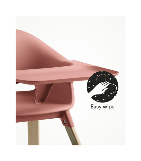 Stokke® Clikk™ High Chair with Tray, in Natural and Sunny Coral. Easy Wipe. view 5