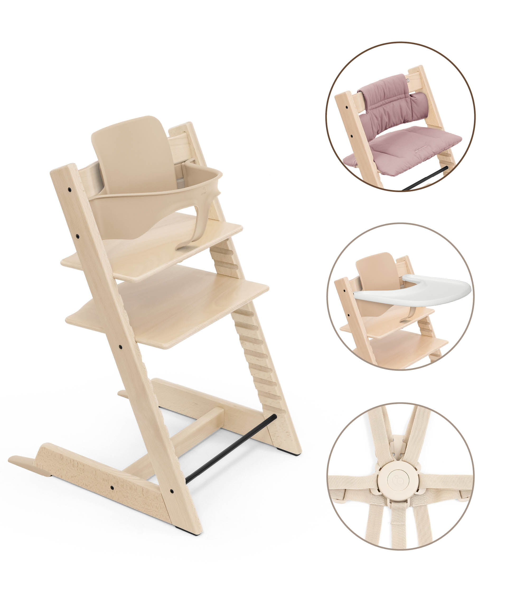 stokke トリップトラップ　ベビーセット付　ホワイト　S/N:5　zl1cr 生後6ヵ月からのトリップ トラップ5点セット