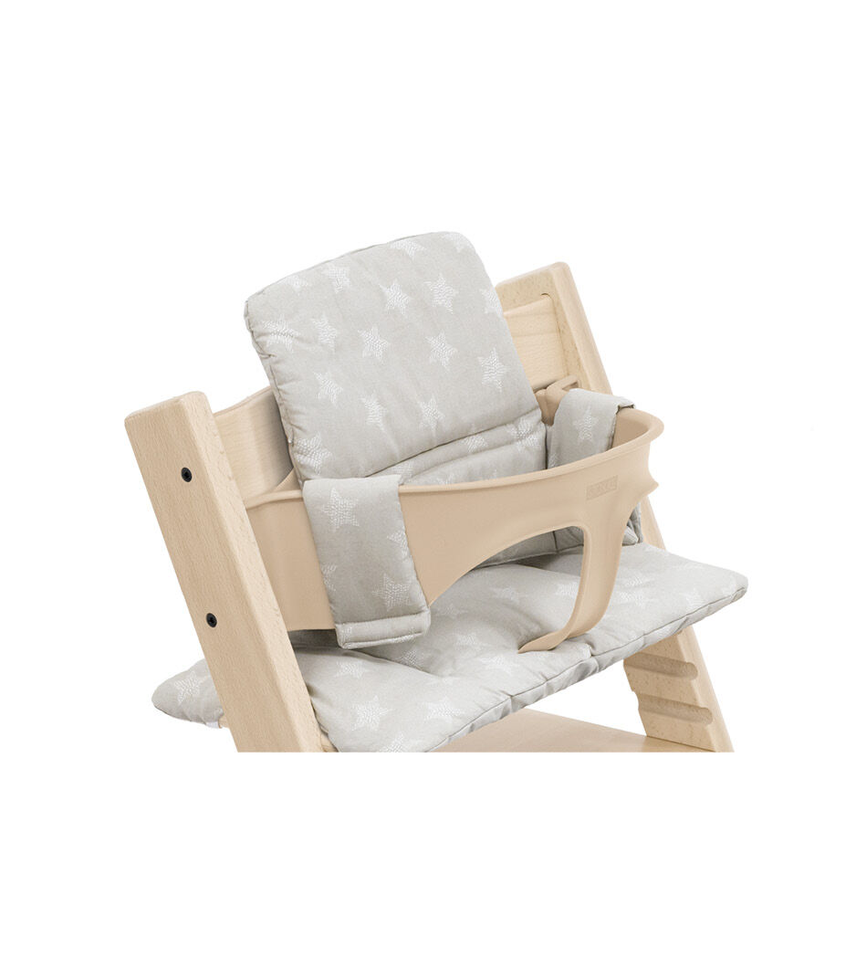 Tripp Trapp® High Chair Natural with Baby Set and Classic Cushion Stars Silver. Detail.
