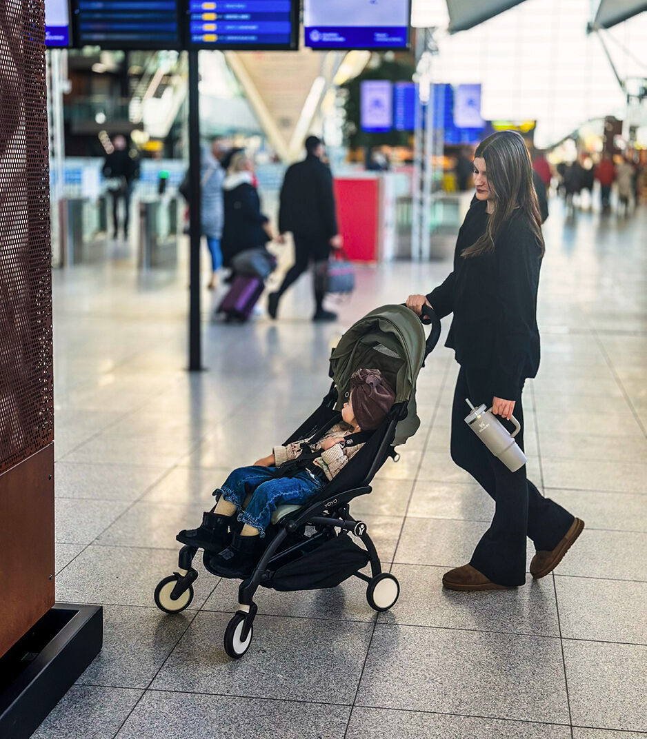 Stokke® YOYO³ stroller from 6 months - Olive on Black, Olive with Black Frame, mainview