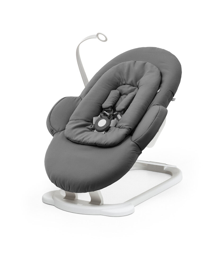 Stokke® Steps™ 多功能嬰童椅搖椅黑灰/白色底座, Herringbone Grey / White Chassis, mainview