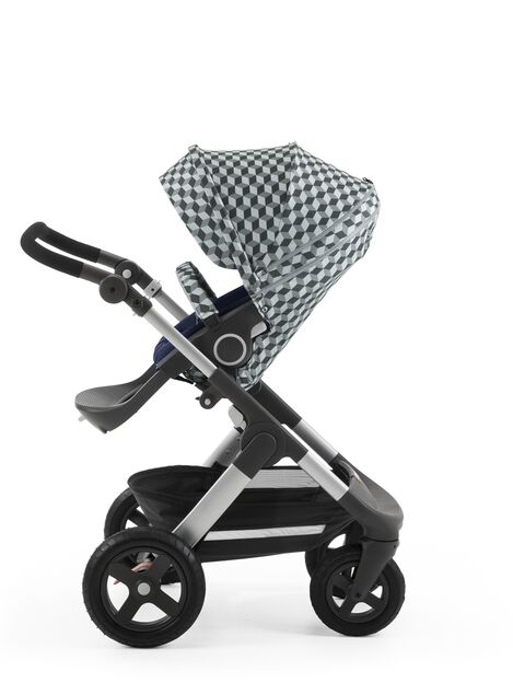 Stokke&reg; Stroller Seat Style Grey Cube with Stokke&reg; Trailz&trade; chassis, Deep Blue.