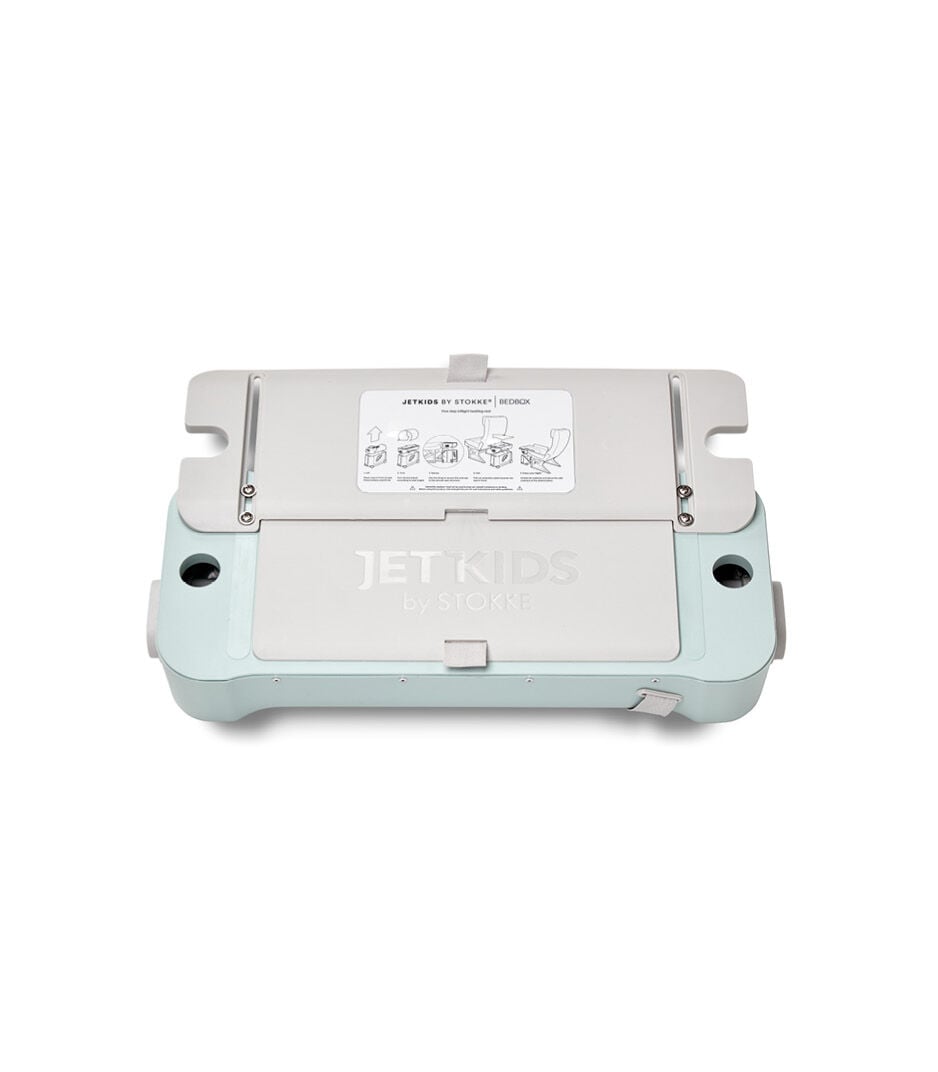 JetKids by Stokke® RideBox Green Aurora. Lid with extendable plate, closed. galery image 3