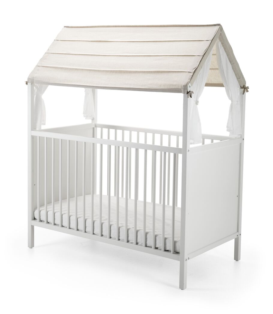 Stokke&reg; Home&trade; Bed, White. Roof textile, Natural.