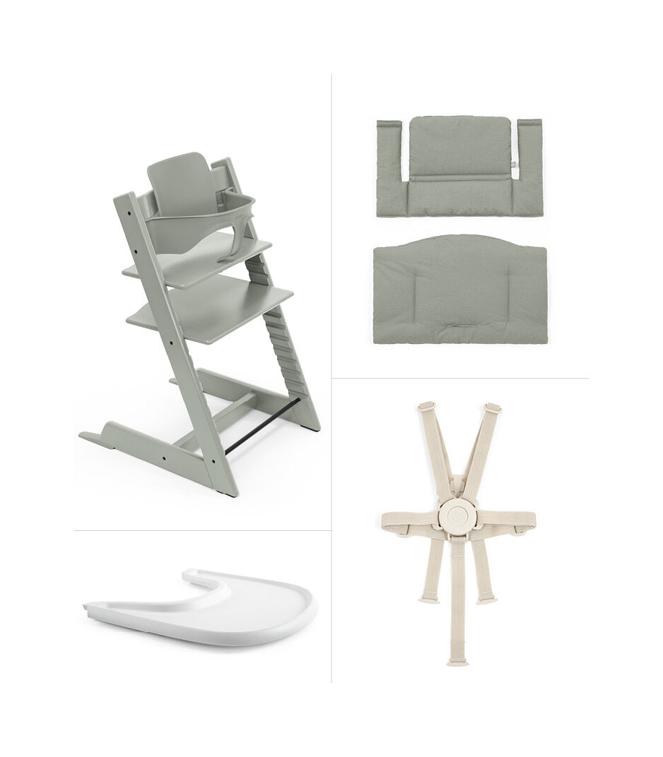 Tripp Trapp® High Chair² Glacier Green, Glacier Green Cushion and Stokke® Tray , Glacier Green, Green Cushion + Tray, mainview