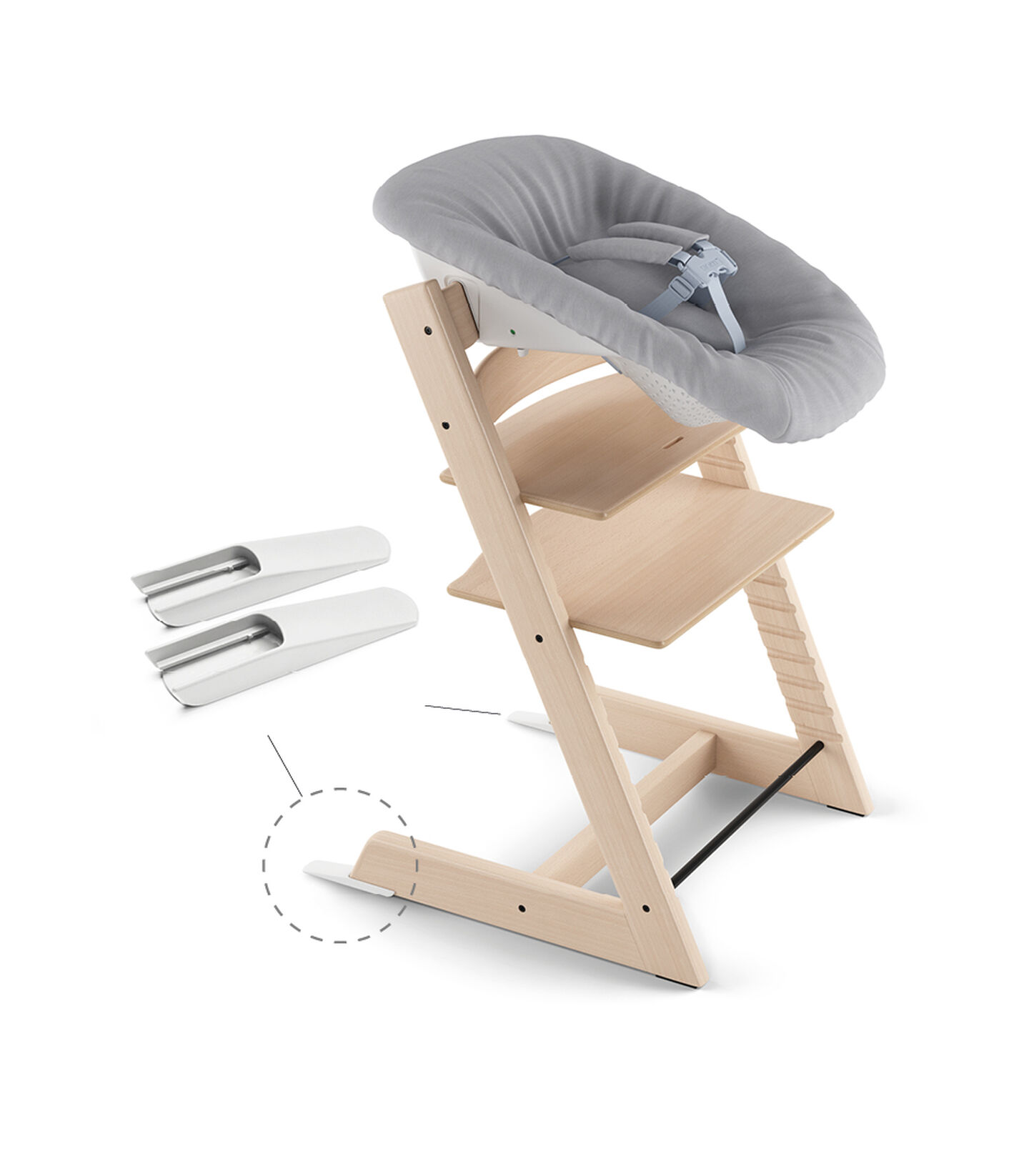 Tripp Trapp® Natural and Tripp Trapp® Newborn Set with Grey  textiles. Active position. view 4