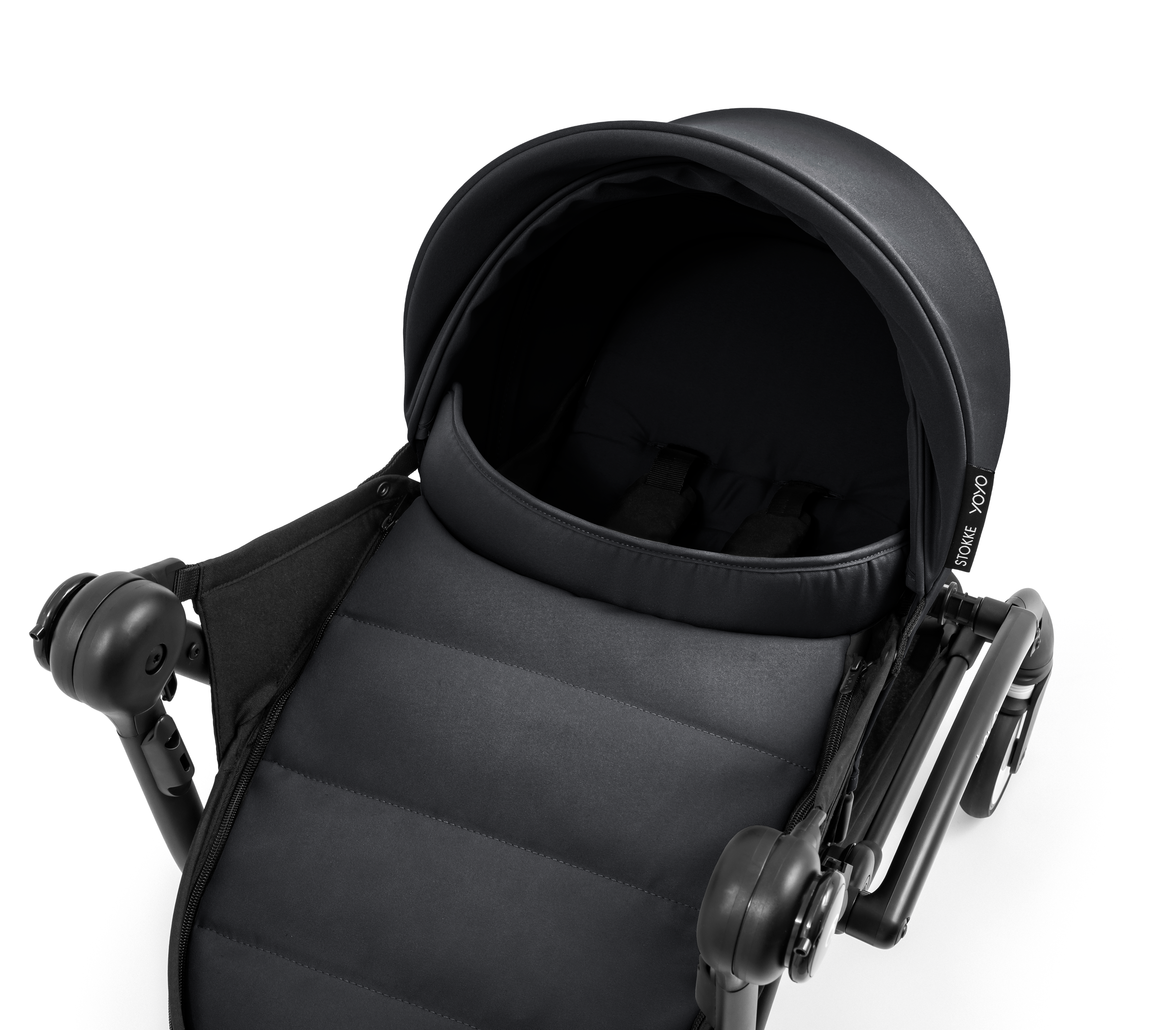 YOYO5 Newborn Pack, Black. Wind Cover. Top view, angled. galery image 2