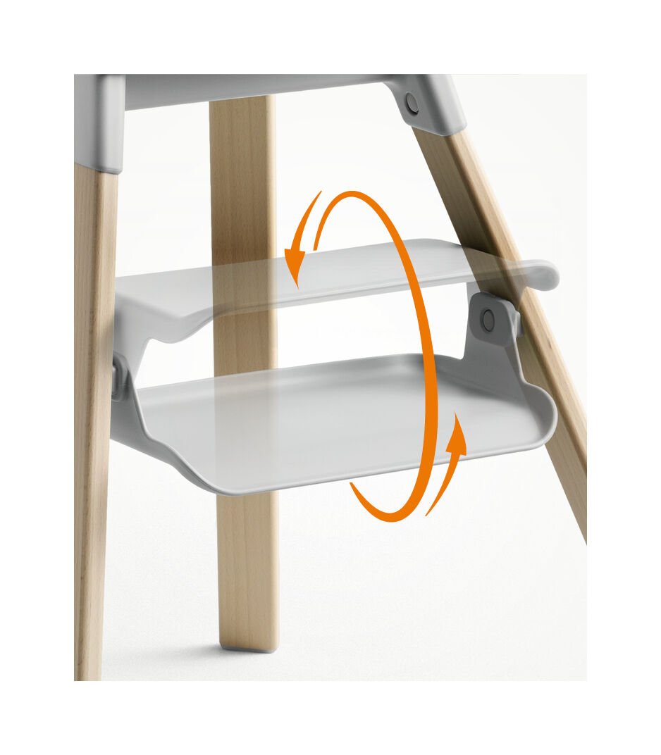 Stokke Clikk High Chair Bamboo/CloudGrey. Footrest function. Close-up. galery image 9
