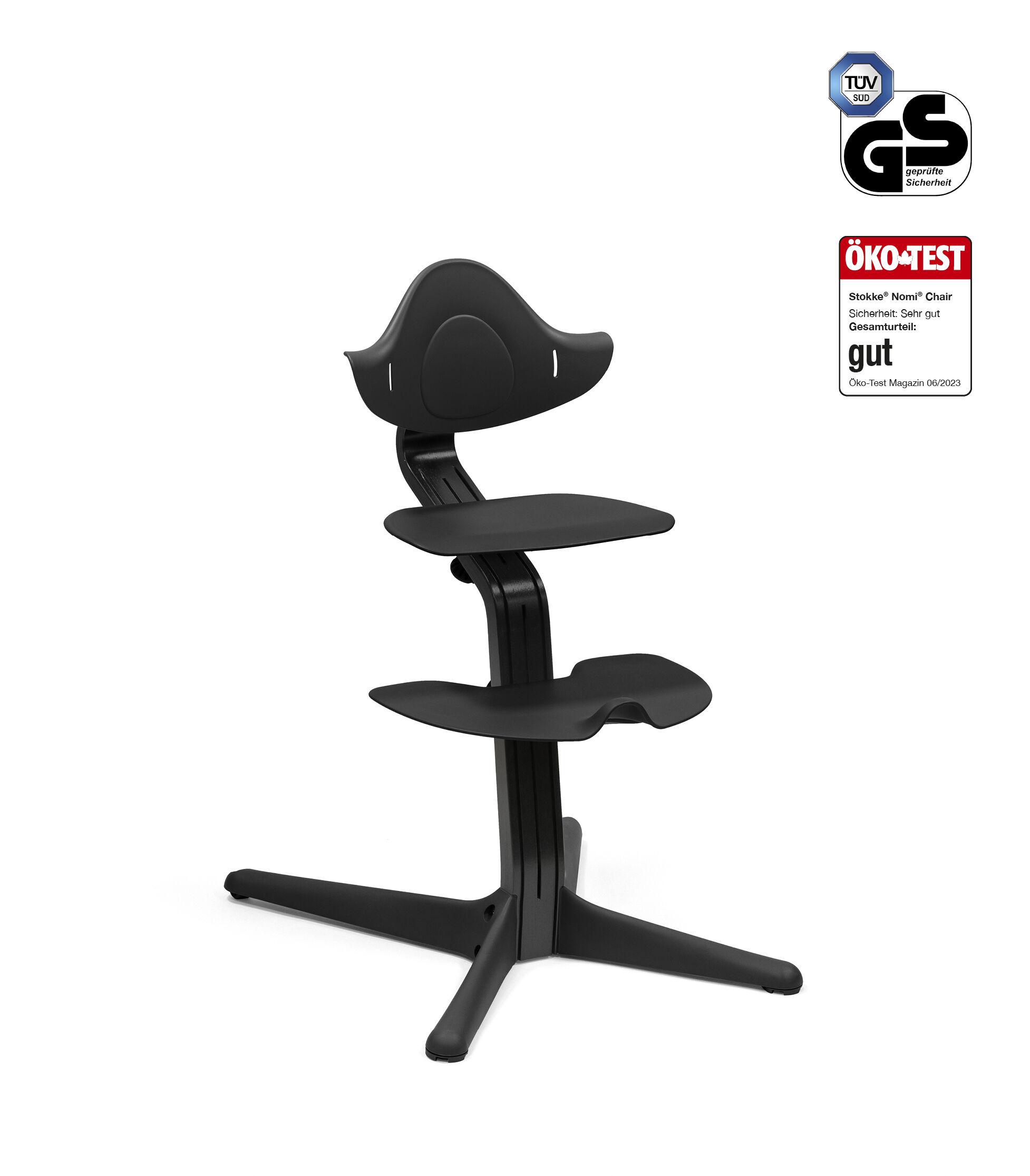 Stokke® Nomi® 成長椅黑色橡木支架 黑色座椅, 黑色, mainview