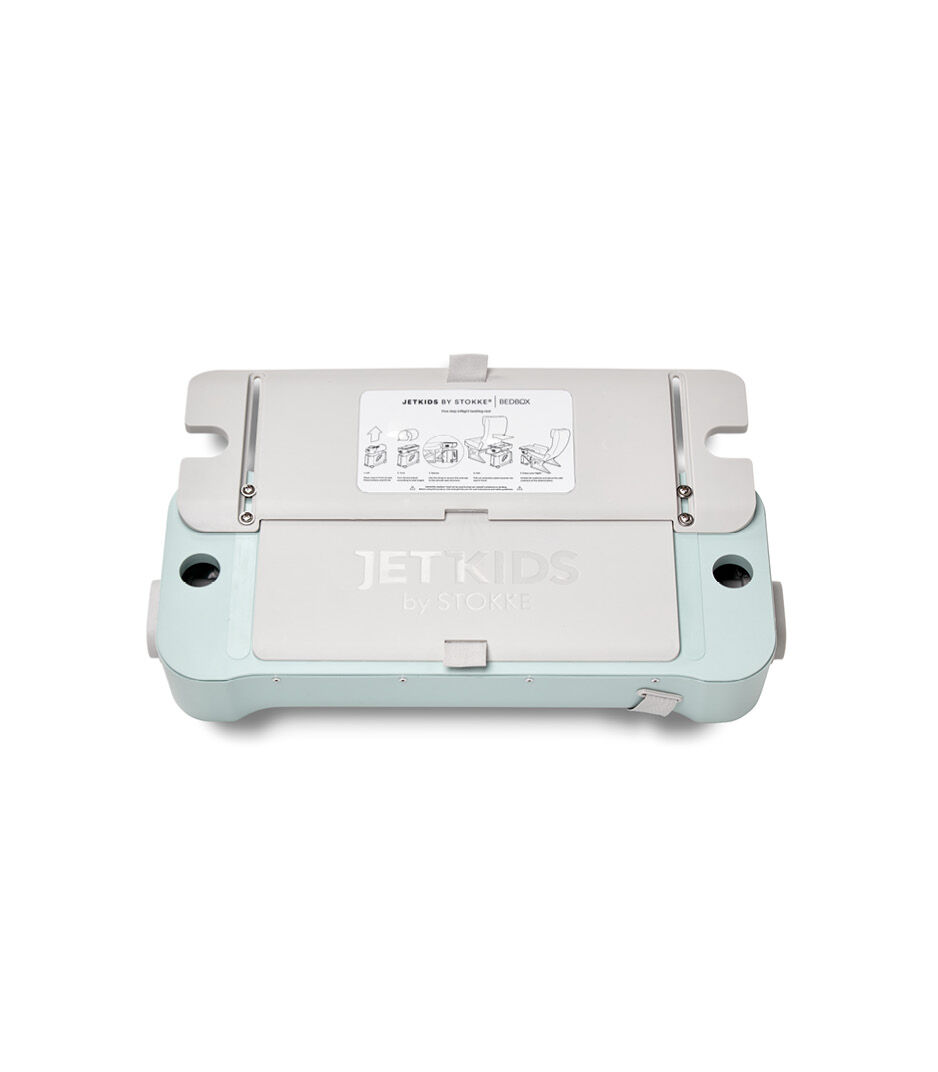 JetKids by Stokke® RideBox Green Aurora. Lid with extendable plate, closed. galery image 3